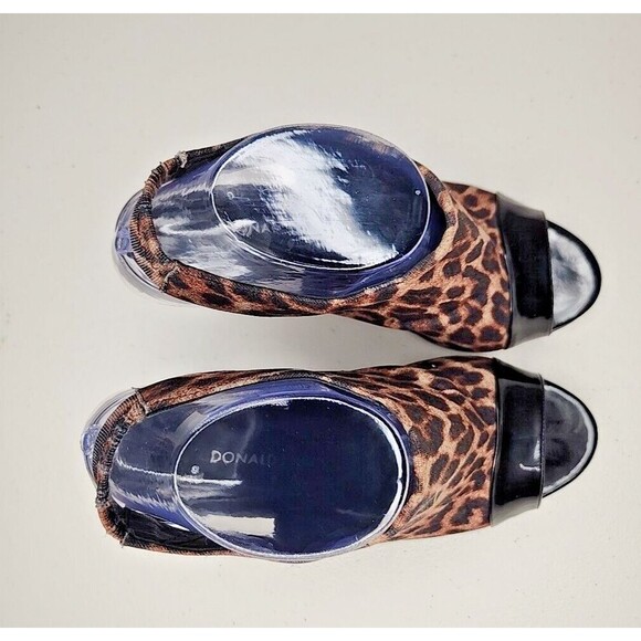 Donald J Pliner Mink Slingback Sz 8 Leopard Print Patent Leather Peep Toe Heel - Picture 7 of 8